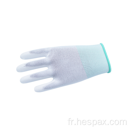 HESPAX Gants de PU en polyester blanc anti-statique en tricot